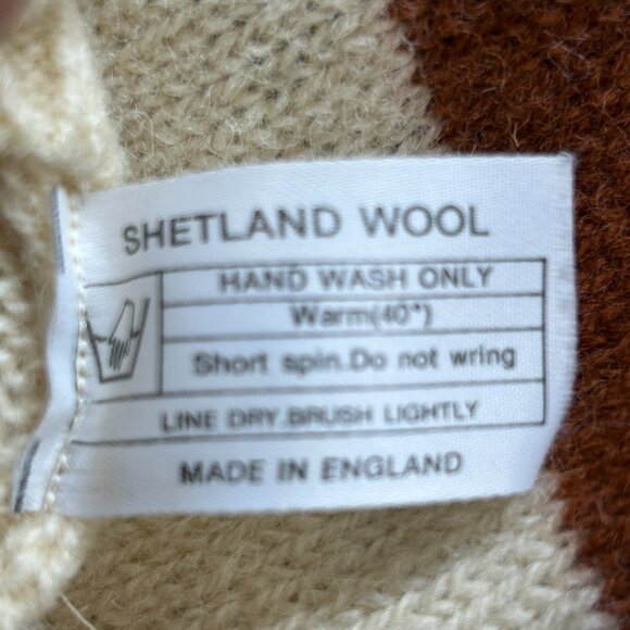 Vintage Sweater Mens XL Shetland Wool V Neck Made England 90s Layering Granola - Picture 11 of 16